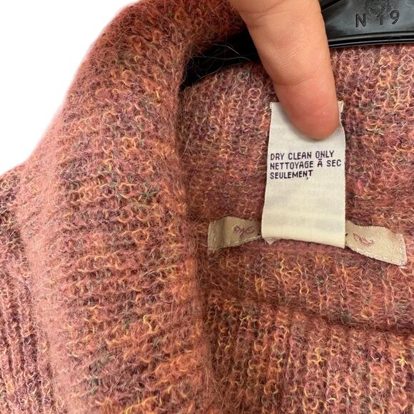 Free People Y2K Mohair Pink Turtleneck Sweater M Boho Cozy Knit Vintage - Picture 4 of 7